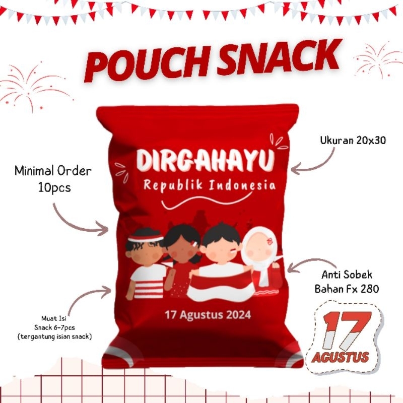 

POUCH SNACK KEMERDEKAAN / POUCH SNACK MURAH / KEMASAN SNACK / GIANT POUCH SNACK