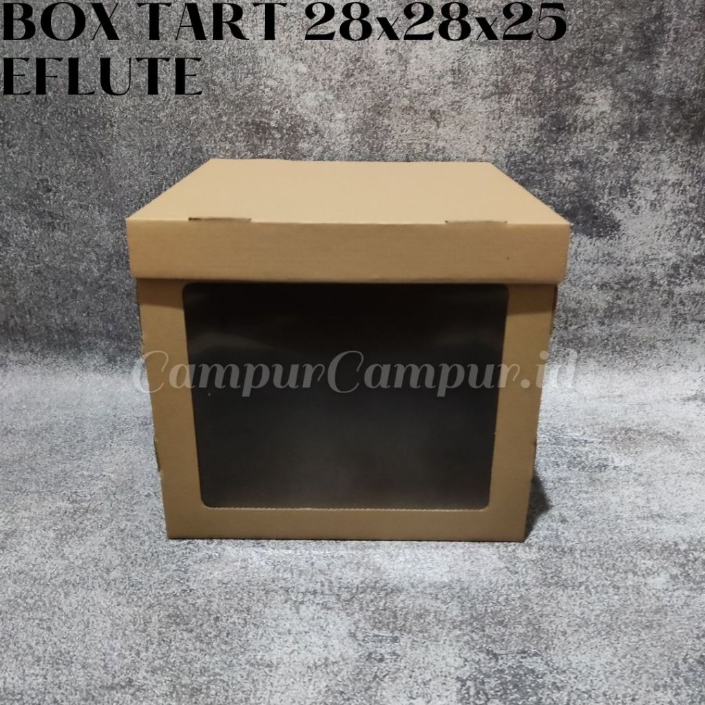 

Box Kardus Window Eflute Die cut Kotak Tart Cake Tinggi 28x28x25 cm Dus Kue Tart Ulang Tahun Hampers