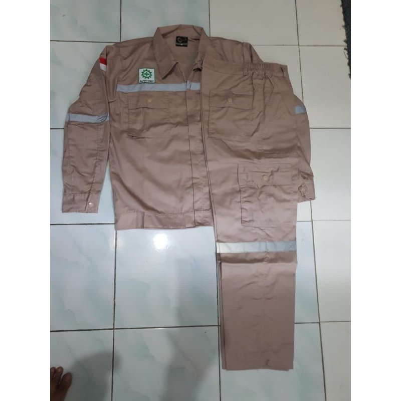 Baju Plus Bordir wearpack safety K3 setelan atas bawah baju bengkel pertambangan