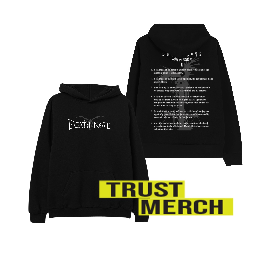 Hoodie Jaket Anime Manga Death Note Rules Of Death Outfit Unisex