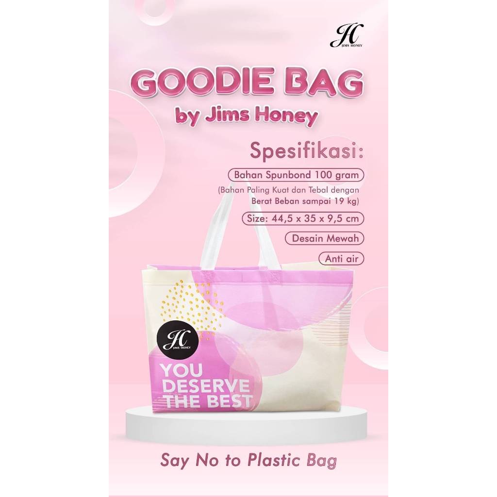 JIMS HONEY GOODIE BAG BESAR PINK tas belanja shopping bag go green murah kuat bahan spunbond