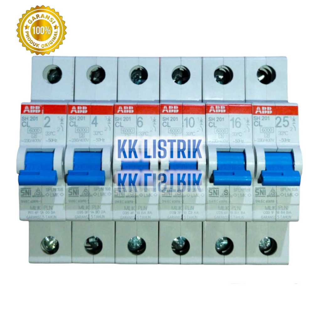 MCB ABB SH201 BIRU ORI SNI CL25/CL16/CL10/CL6/CL4/CL2 GRES