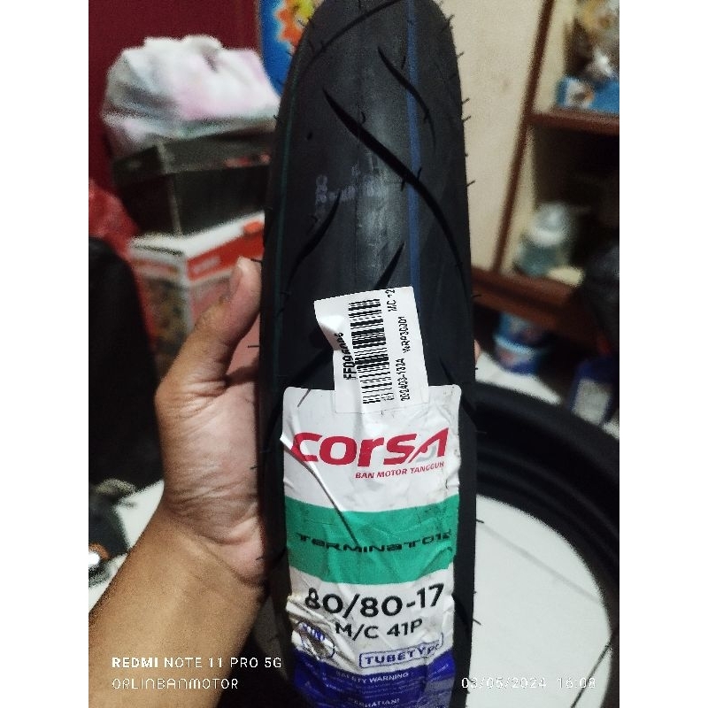 Ban Corsa Terminator 80/80-17 Tube Type/Ban Donat Corsa 80/80-17/Ban Non tubles Corsa Terminator 80/