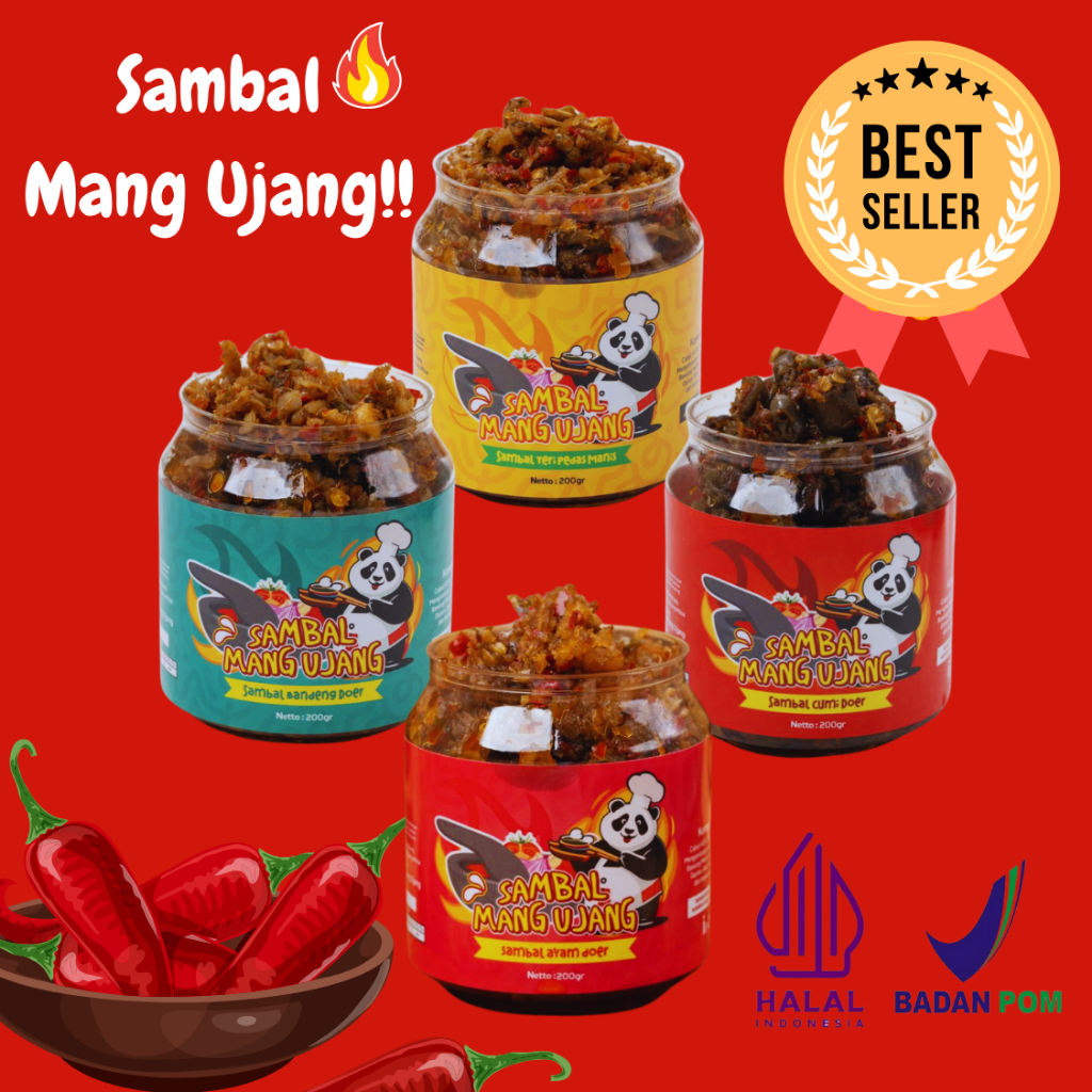 

Sambal Viral Enak Cumi Doer Mang Ujang kemasan 200g Sambel Pedas Nampol Halal