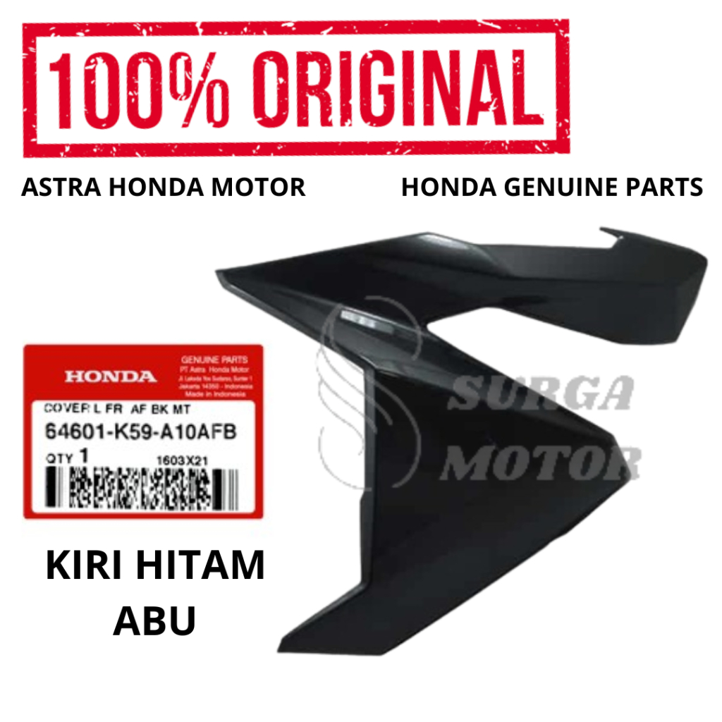 Cover Sayap Kiri Depan Hitam Abu Vario 125 150 eSP   64601-K59-A10AFB Kover Left Front Black Grey Va