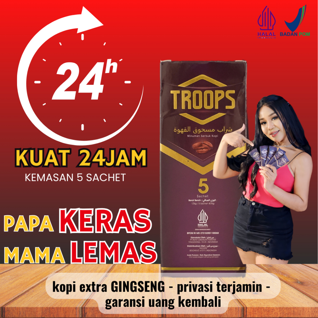 ⭐⭐⭐⭐⭐ TRoops MAX Kopi Herbal Stamina Pria Energi Joss Tahan Lama Aman- Bukan Kopi Golo Ginseng Virex