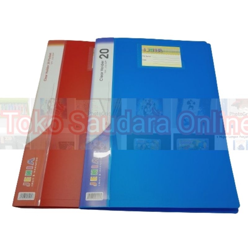 

Map Clear Holder 20 Pocket Jenia / Album Plastik Tebal Isi 20 Lembar Warna Merah Biru