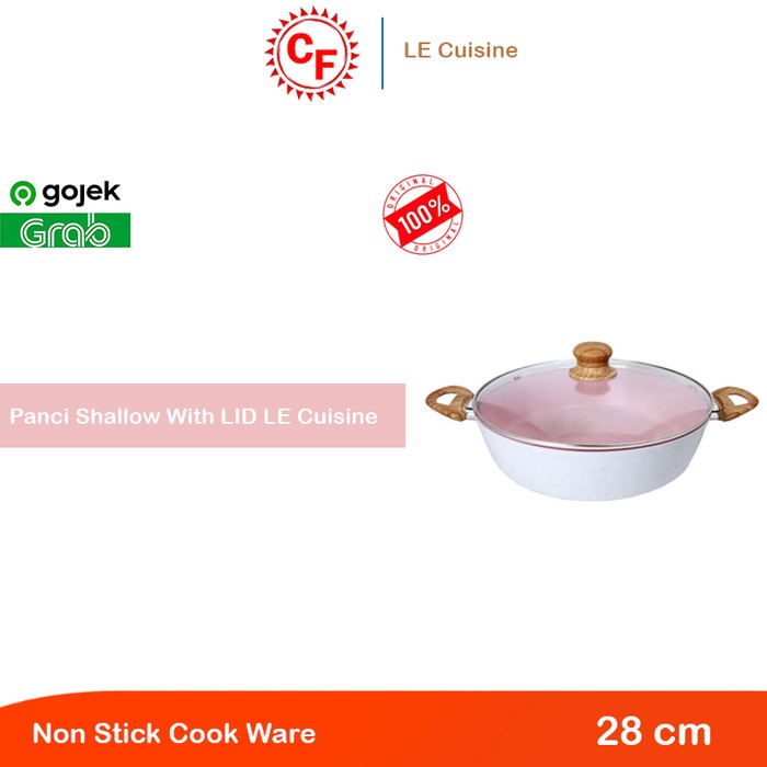 Le Cuisine Induction Shallow Pot With Lid Non Stick - Panci Anti Lengket Dengan Tutup 28 CM