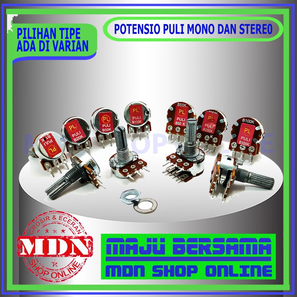 Potensio 1K 20K 50K 100K 250K Mono Stereo Puli