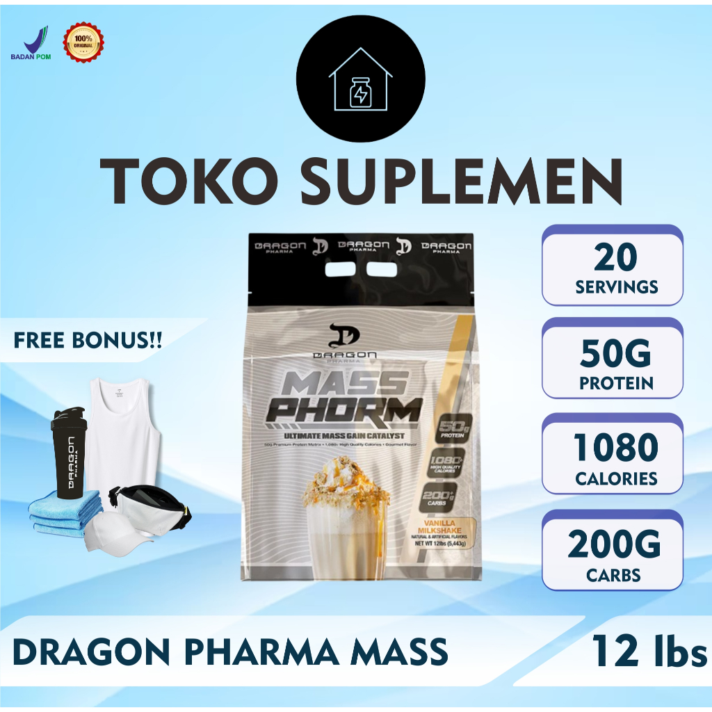 DRAGON PHARMA MASS PHORM 12 LBS (5,4 KG) ULTIMATE MASS GAIN CATALYST GAINER BULKING BULK