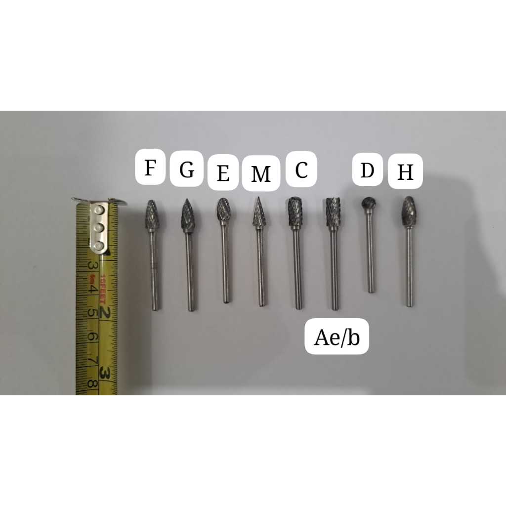 (HARGA PER 1 BIJI) rotary burss. mata Tuner Porting Rotary File Batang 3 mm pendek Mata Cuner Tungst