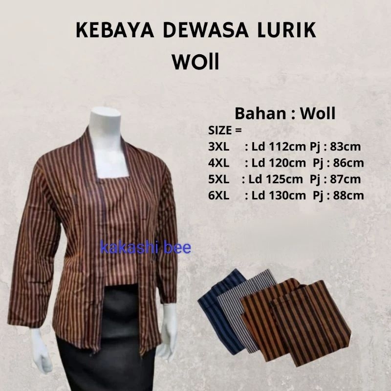 KEBAYA LURIK WOL BAJU ADAT JAWA JUMBO /DEWASA /KUTU BARU KEBAYA KARTINI BY KK #KEBAYA JADI #KEBAYA M