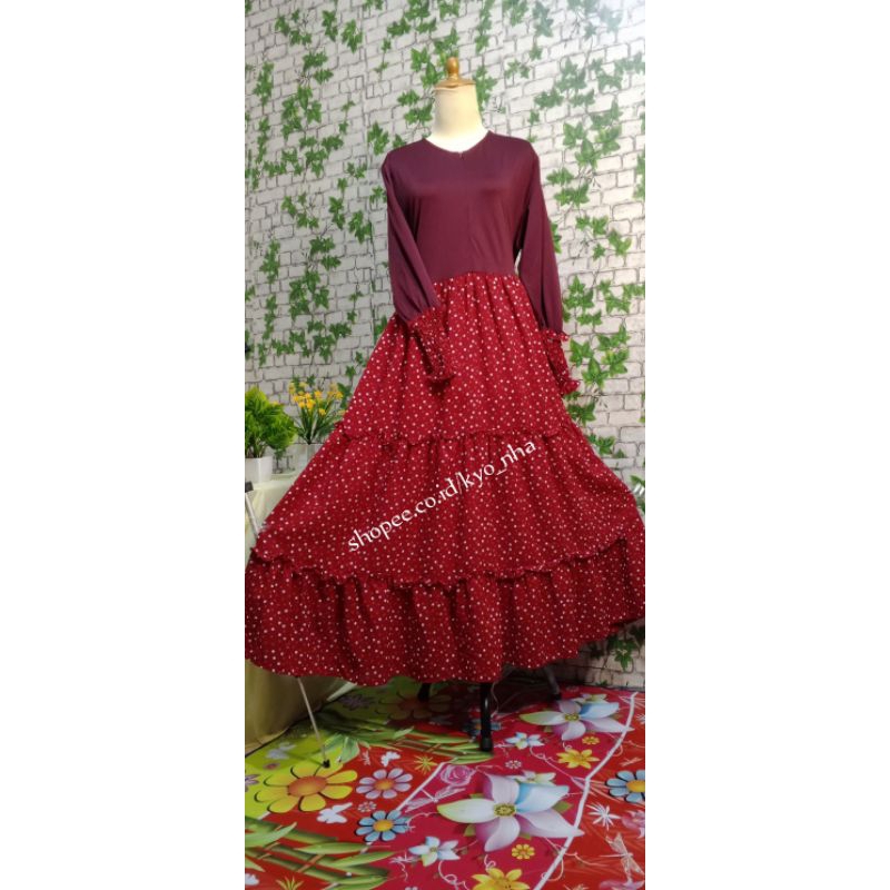 Gamis Merah/Gamis Merah Putih/Gamis Merah Polkadot/Gamis Merah Bunga/Gamis Merah Motif