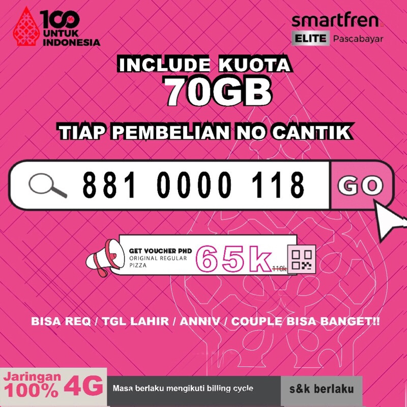 PAKET DATA SMARTFREN KUOTA SUPER BESAR 70GB GRATIS NOMER CANTIK| REQUEST|ESIM&KARTU