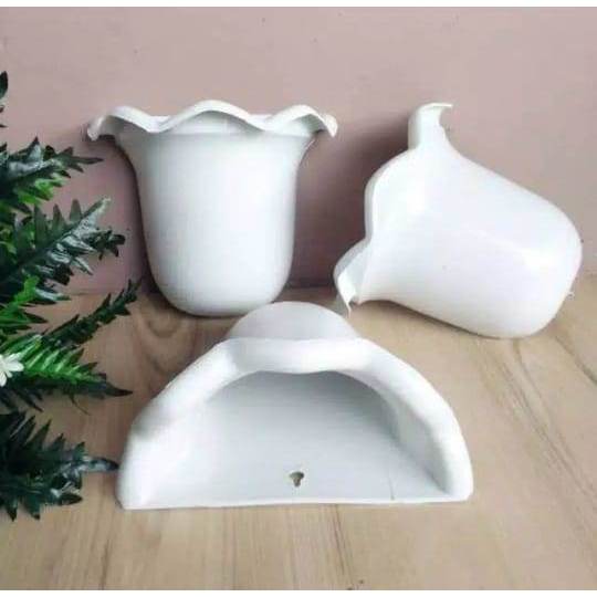 Pot Tempel Dinding Ombak Bunga Plastik / Gantungan Bunga Daun Artificial Plastik Palsu / Gantungan B