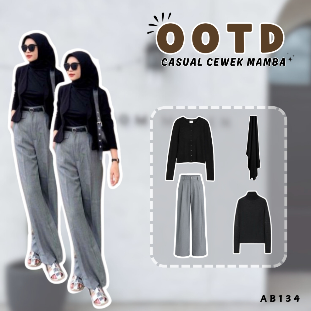 4 In 1 Set AB134 - Godiva Outfit One set korean hijab style setelan wanita kekinian ootd kuliah outf