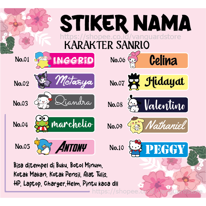 

STICKER LABEL NAMA SANRIO CUTE SPIRITED AWAY STIKER LEBEL CUSTOM PREMIUM MURAH LUCU BISA TEMPEL DI BUKU KOTAK PENSIL ALAT TULIS BOTOL MINUM KOTAK MAKANAN HELM KOPER LAPTOP HP PINTU KACA
