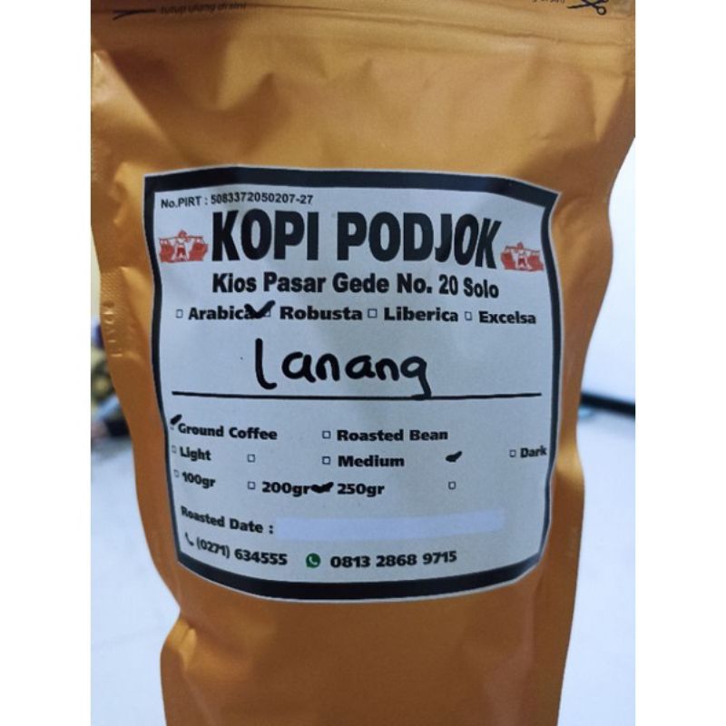 

kopi podjok kopi Lanang kopi Robusta 250gr