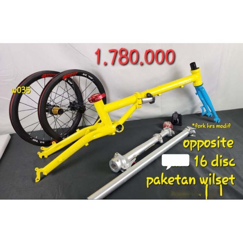 Frame Fork Cromoly Minus Opposite 16 inch banyak bonus, Seli Lipat Folding