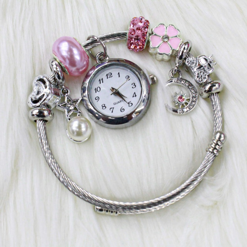jam tangan wanita pandora/ aksesoris gelang pandora/ gelang jam terbaru/ gelang jam stainless stell 