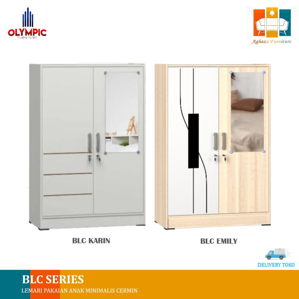 Olympic Lemari Pakaian Anak Minimalis 2 Pintu Lemari Baju Minimalis BLC KARIN / BLC EMILY [ Kurir To