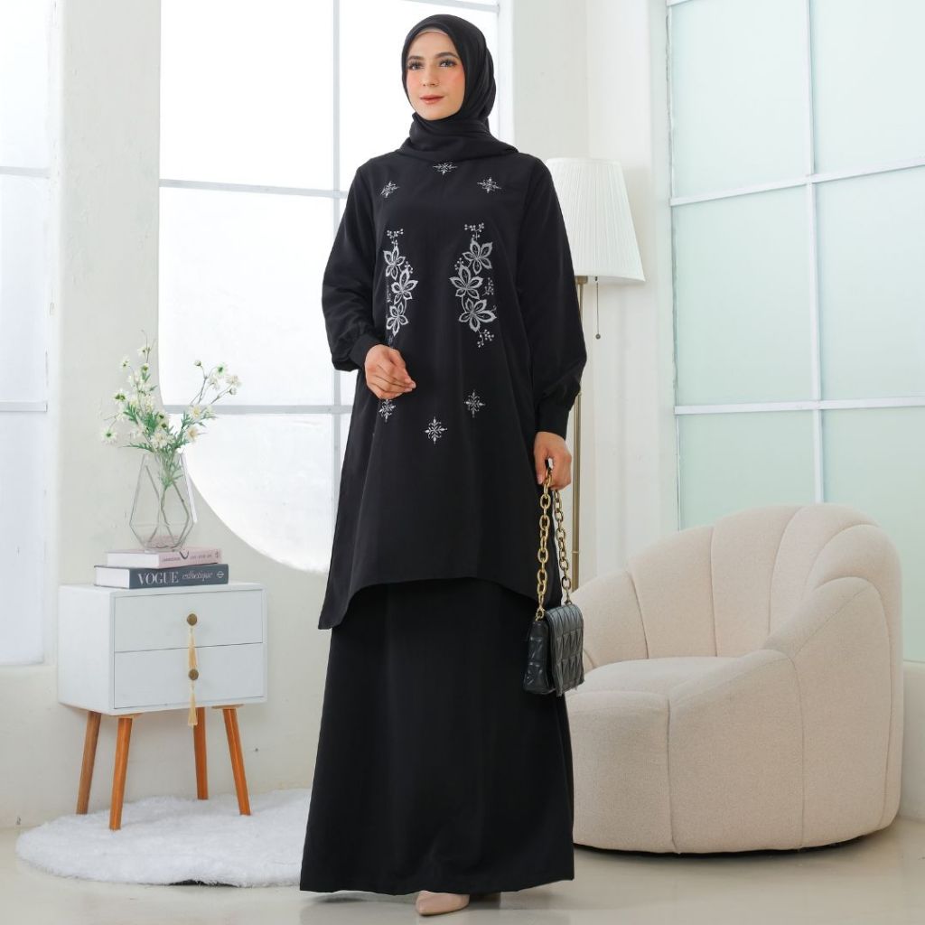 IRIS TUNIK SET BORDIR - one set tunik - tunik & skirt - baju kurung malaysia - tunik bordir - one se