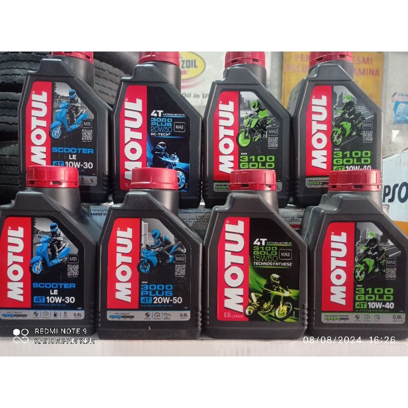 Original 100% Motul Motor Matic & Manual, Scooter Le 10w-30, 4T 3000 Plus 20w-50, 4T 3100 Gold 15w-5