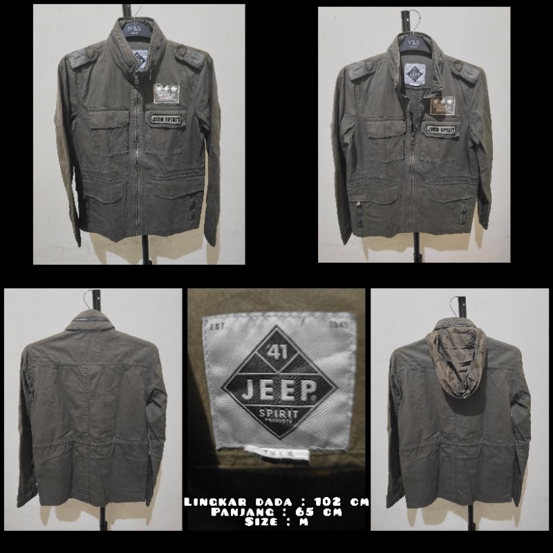 Jaket Parka Military M65 Merk Jeep Warna Hijau Army Second Original.