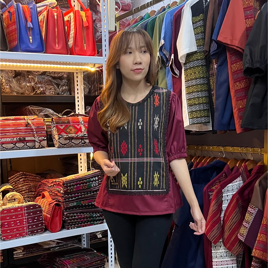 Kemeja Wanita / Atasan Tenun Ulos SADUM KLASIK ASLI Model : Perez