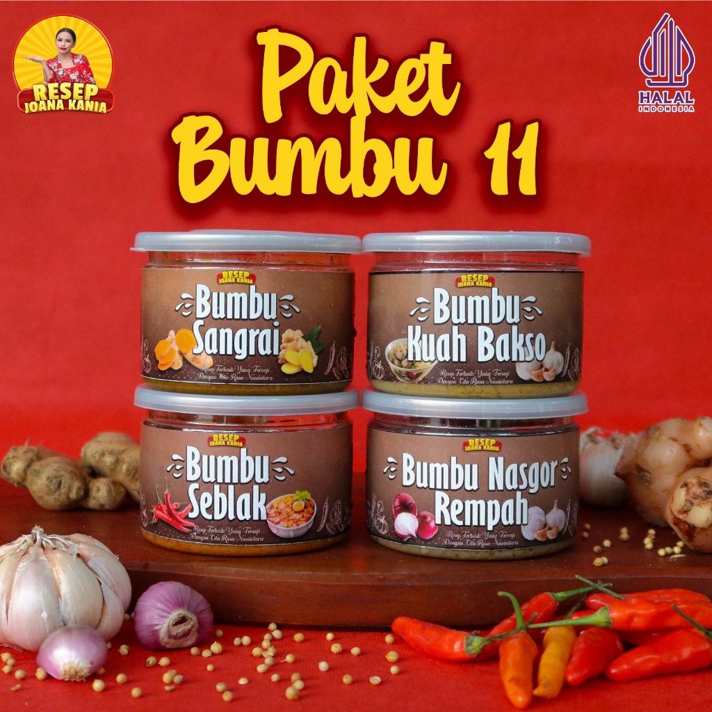 

Paket Hemat 11, Bumbu RSJ/ Bumbu Sangrai, Kuah Bakso, Nasgor Rempah, Seblak/ Bumbu Instan Praktis Halal MUI