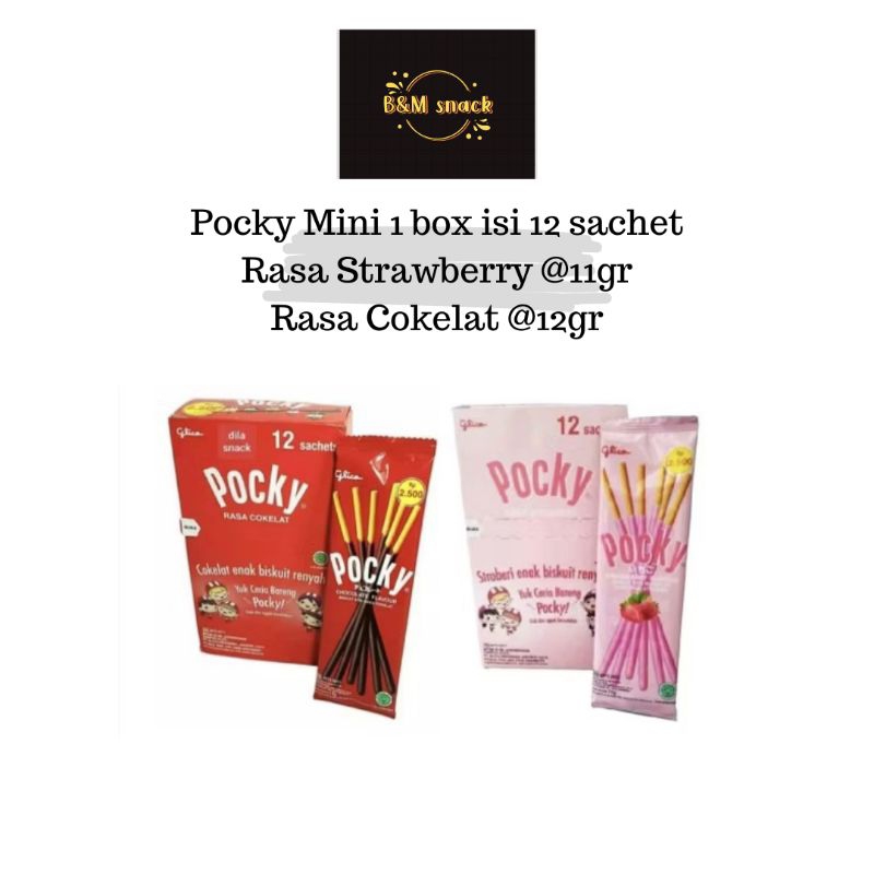 

POCKY 1 box isi 12 sachet - Rasa Cokelat @12gr / Strawberry @11gr