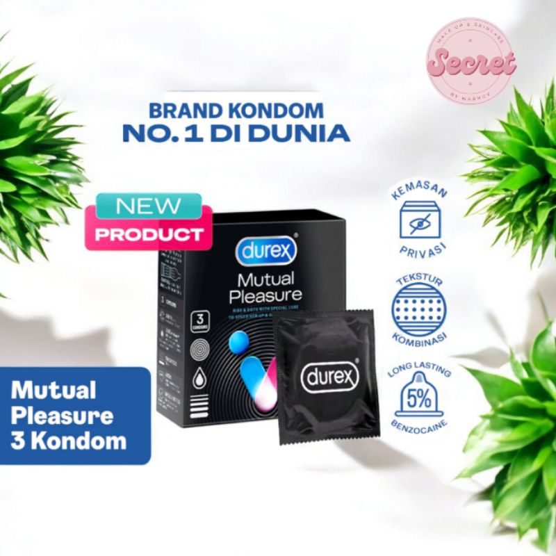Durex Mutual Pleasure 1 Pack (3 pcs) Kondom Gerigi + Tahan Lama
