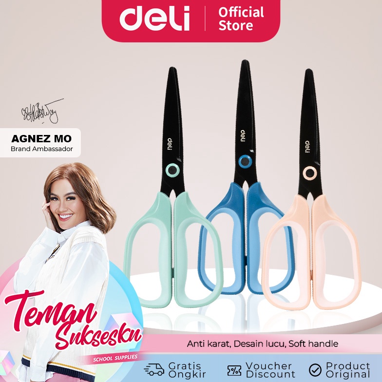 

Barang keren Deli Gunting Kertas Scissor Anti Karat Handle Lembut EZ57