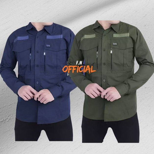 Baju Seragam Kerja Kantor Lengan Panjang W-TEC Kemeja Lapangan Tactical PDH Warna Navy