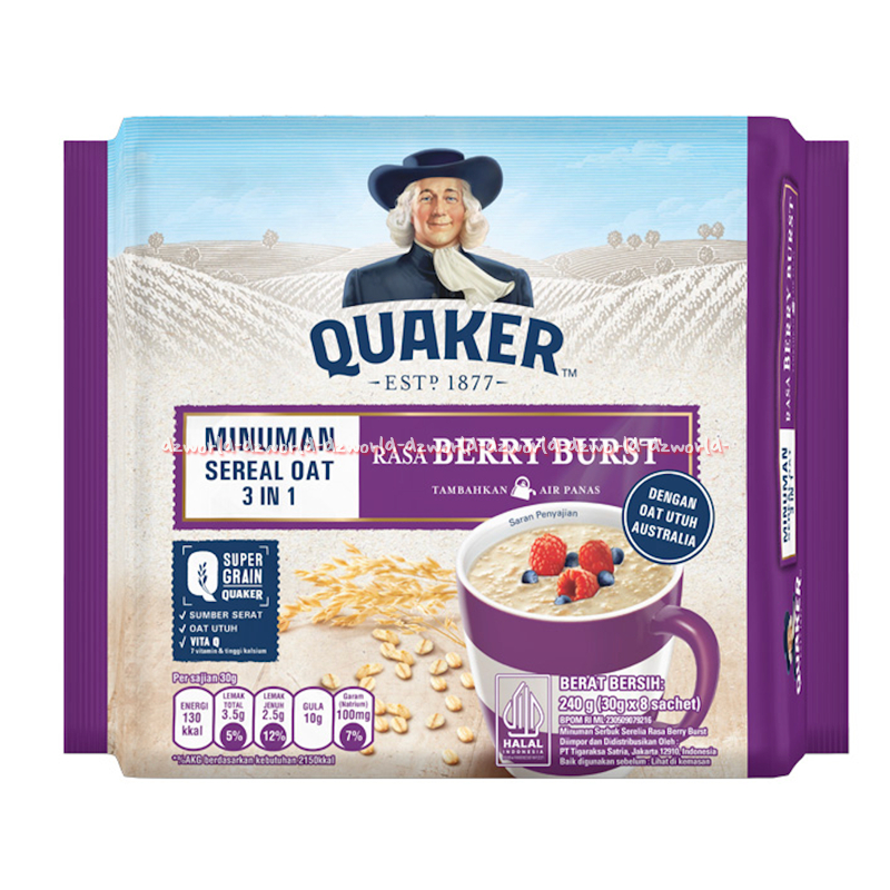 

Quaker 240gr Minuman Sereal Oat 3in1 Rasa Berry Burst Australia Sereal Instan Rasa Beri