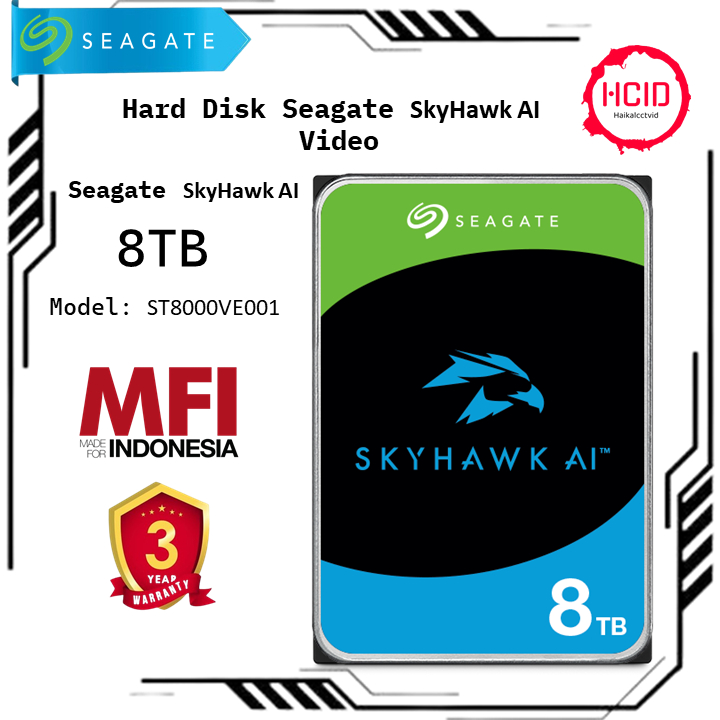 Hard Disk Seagate SkyHawk AI 8TB Surveillance HDD CCTV 8TB
