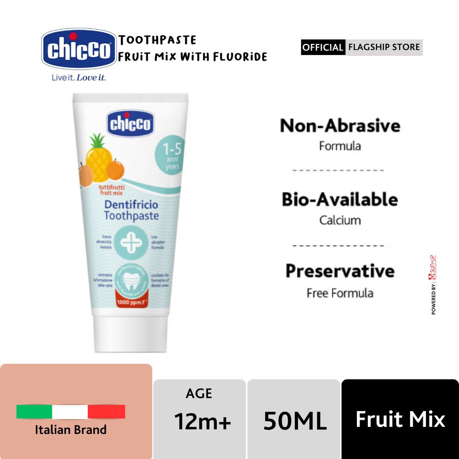 Chicco Toothpaste Fluoride 50ml used from 6 Months until 3 Years / Pasta Gigi Bayi / Pasta Gigi Anak
