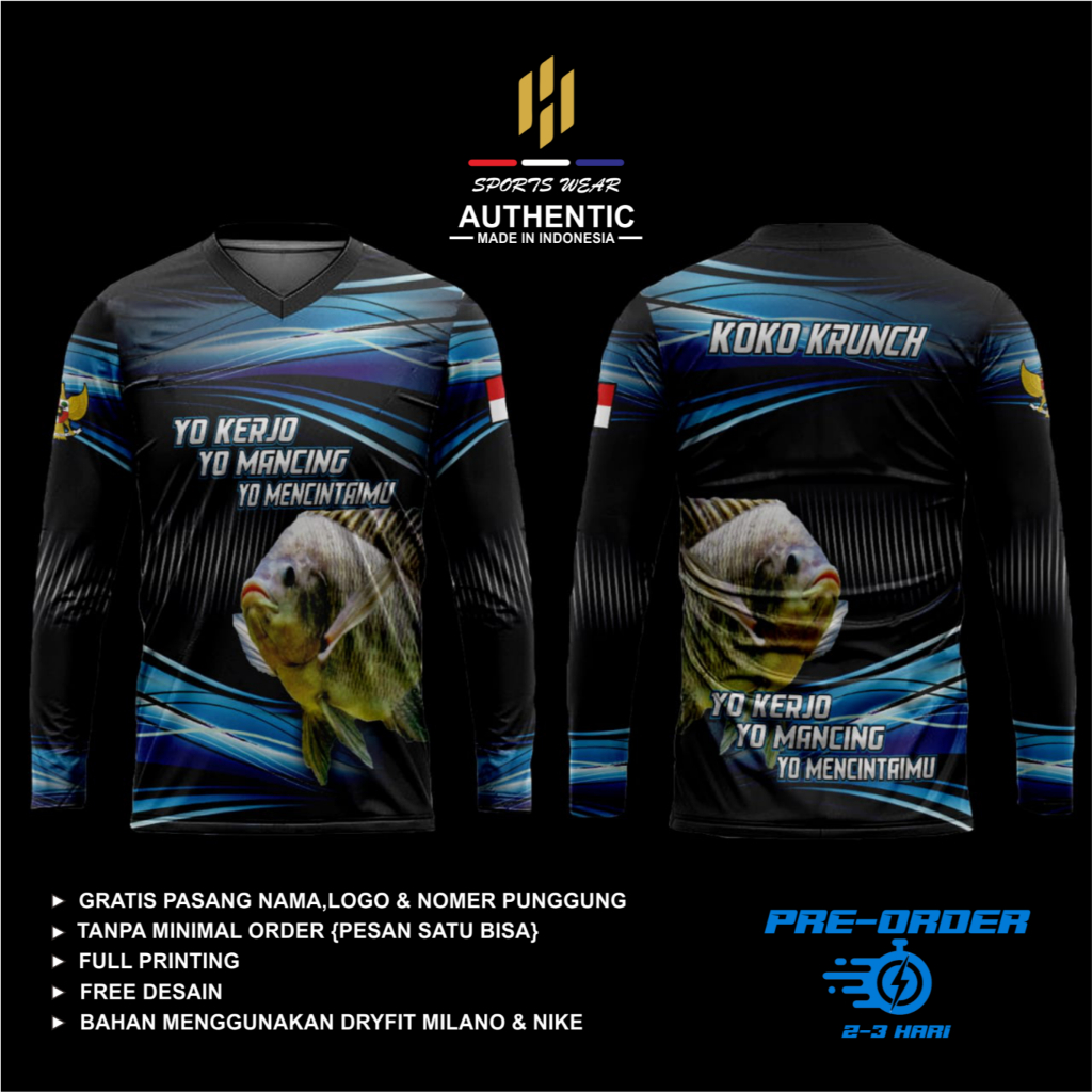 JERSEY KOAS MANCING IKAN NILA CUSTOM FULL PRINTING (PESAN SATU BISA)