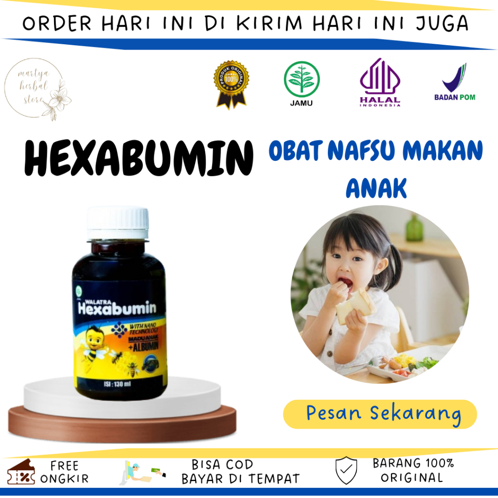 Hexabumin Sirup Penamabah Nafsu Makan Anak Vitamin Penggemuk Badan Anak Suplemen Penambah Selera Mak