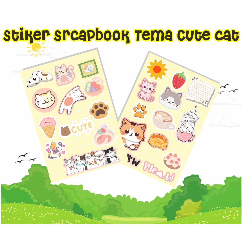 

Stiker / Sticker Scrapbook Tema Cute Cat stiker Tumblr aesthetic