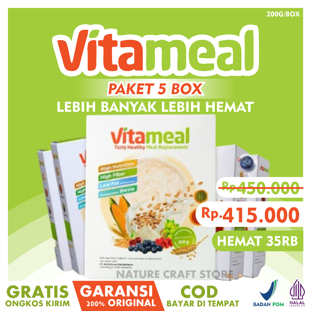 

VITAMEAL - Lebih Banyak Lebih Hemat, Vitameal Sereal Sehat Paket 5 Box