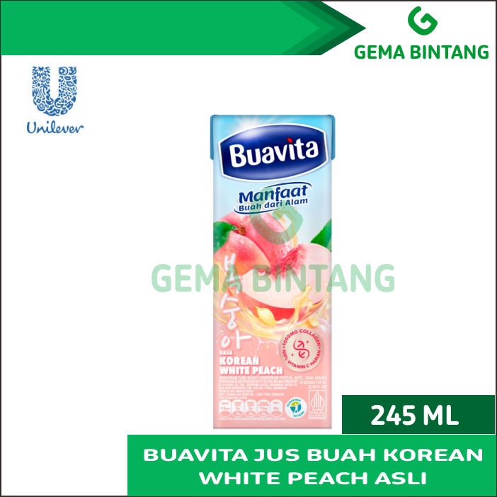 

BUAVITA Jus Buah Korean White Peach Minuman Kolagen Kaya Vitamin 245ml