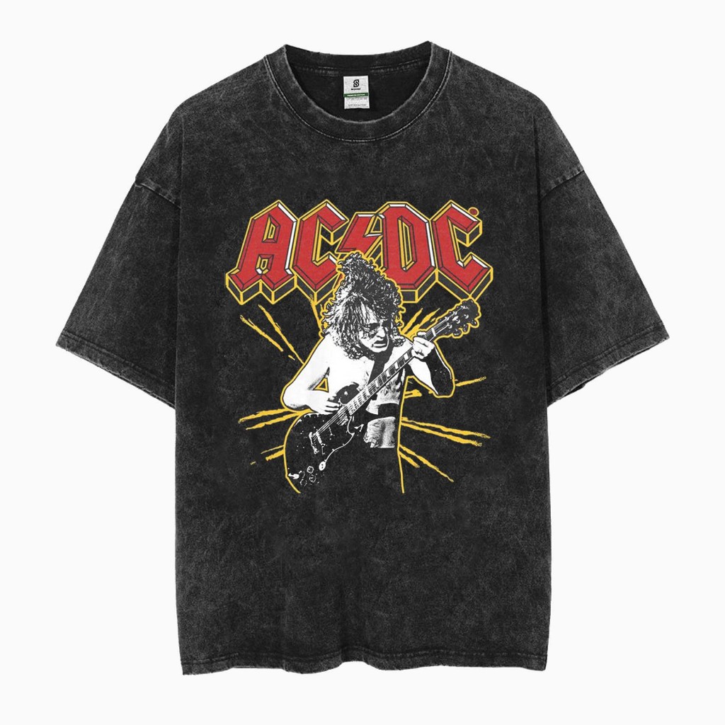 ACDC Band Vintage Style T-shirt Oversized Washed Tee