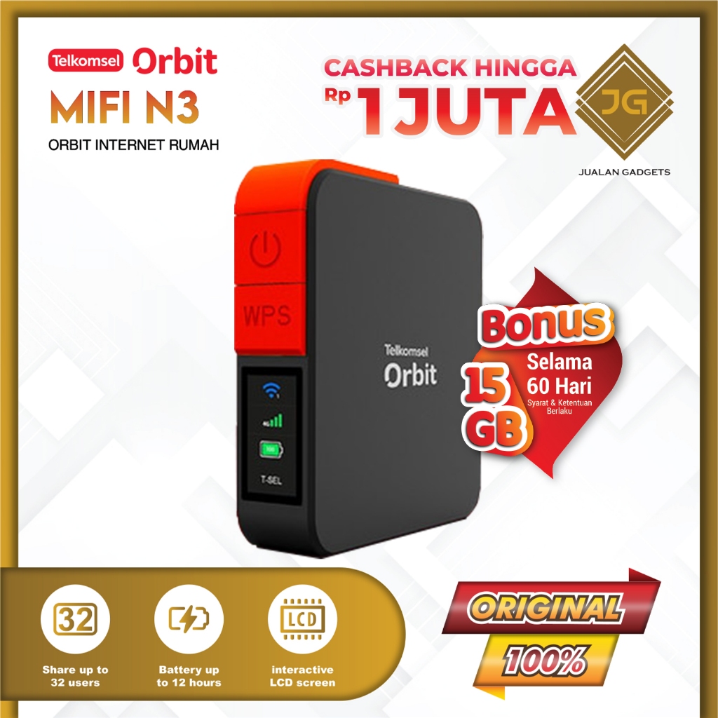 Telkomsel Orbit Mifi N3 HKM M23 Modem Mifi Wifi 4G Portable High Speed Bonus Data