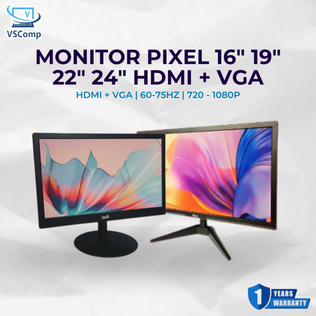 Monitor LED PIXEL 19inch 22inch 24inch 75hz HDMI + VGA | Monitor Gaming PC CCTV