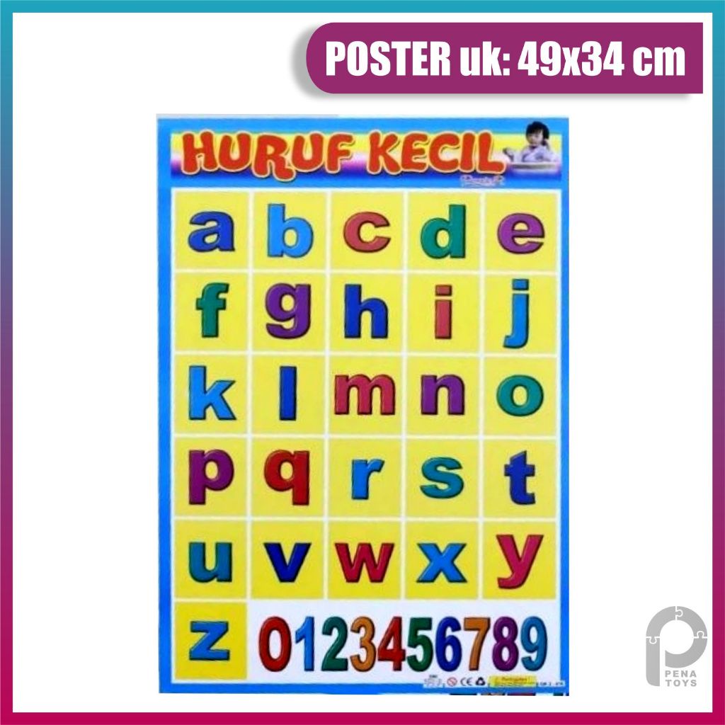 Poster Anak Belajar Huruf Kecil Abjad