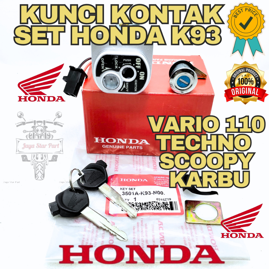 ORI KUNCI KONTAK SET K93 HONDA KUALITAS TERJAMIN,AWET DAN TAHAN LAMA. UNTUK MOTOR: -VARIO 110 TECHNO