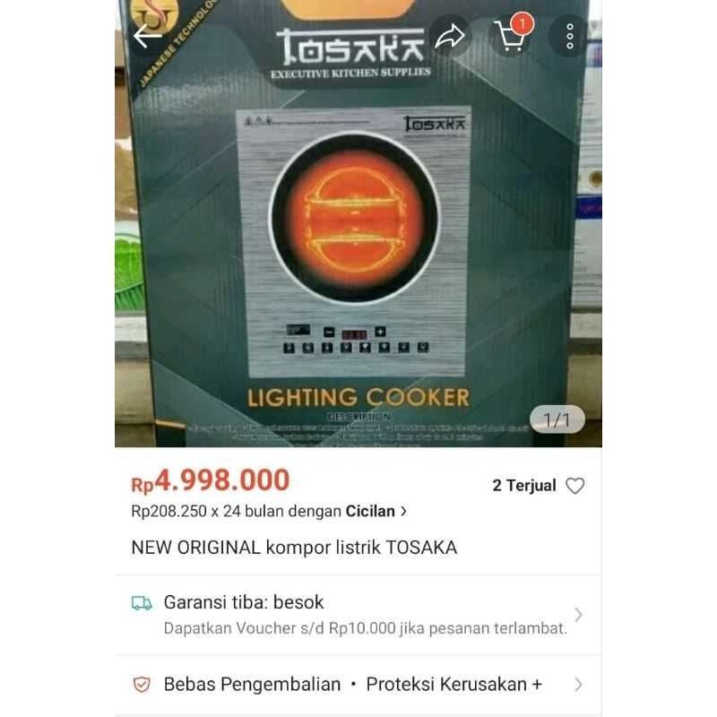 Kompor Listrik Tosaka Lighting Cooker/Tosaka/kompor listrik Baru