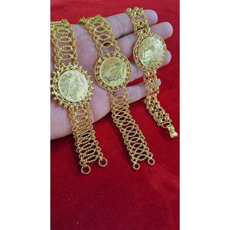 Gelang koin rantai tempahan mirip emas asli