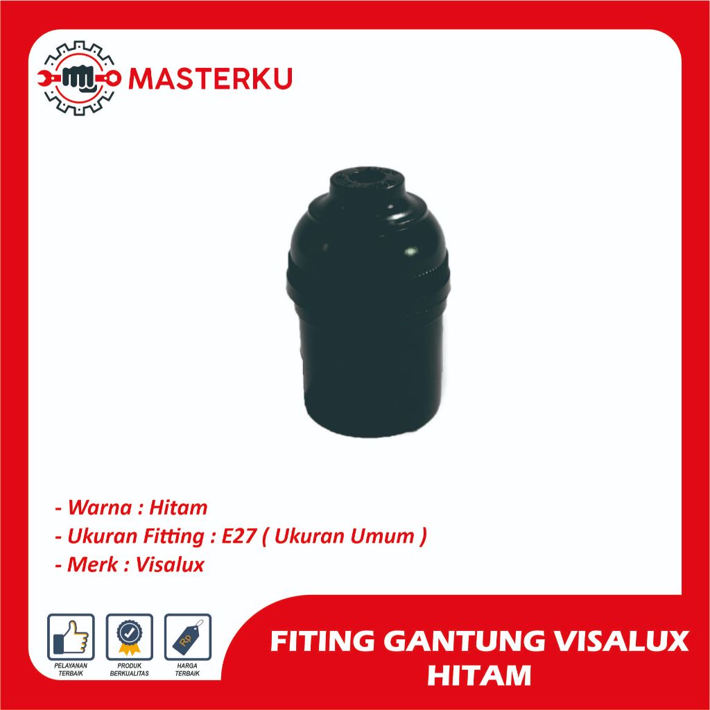 Fiting Gantung Visalux Hitam / Fitting Kap Gantung Lampu Bohlam